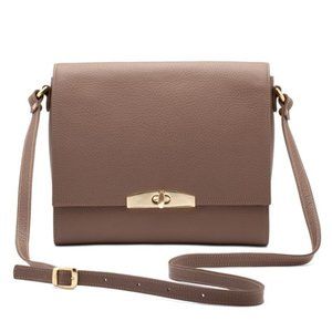 Cuyana Taupe Leather Crossbody Bag